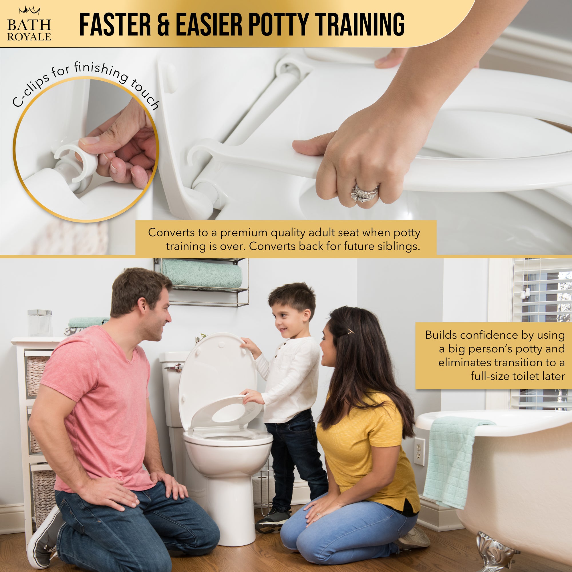 Kingsport Family Toilet Seat with Built-In Child Seat