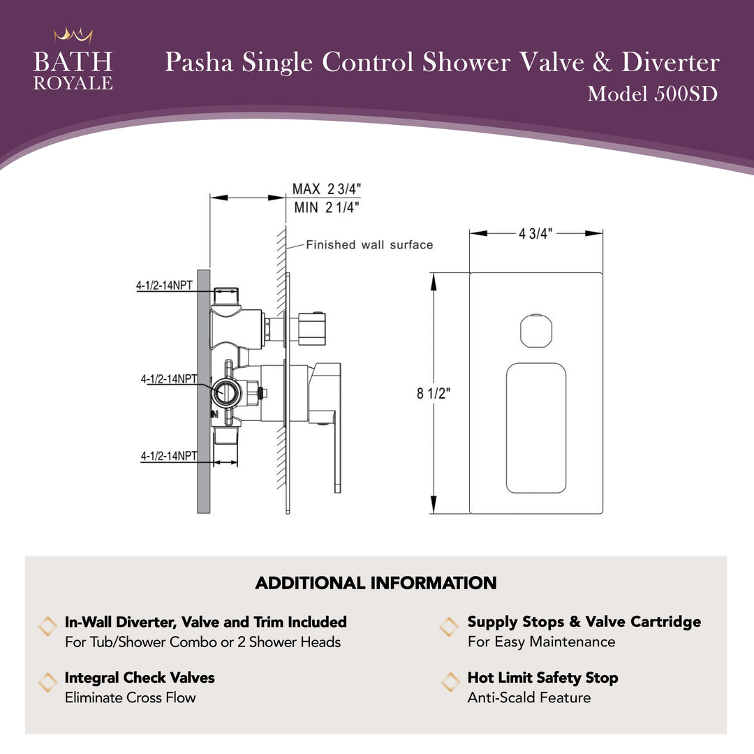 Pasha Pressure-Balancing Shower Valve with Diverter