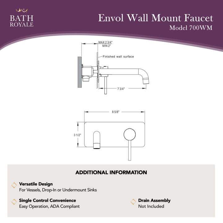 Envol Wall Mount Lav Faucet