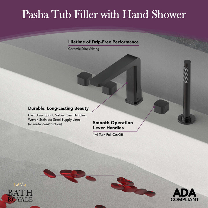 Pasha Deck Mount Tub Filler with Handheld Spray