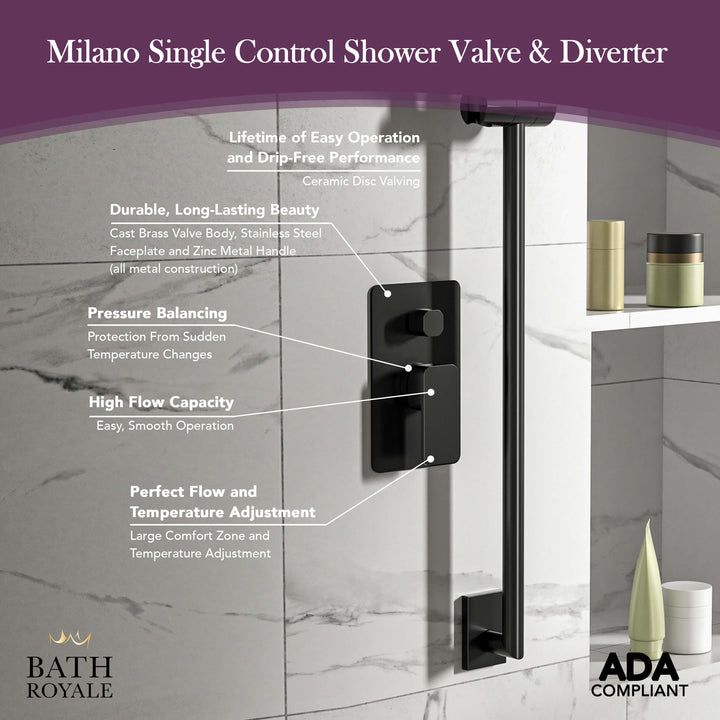 Pasha Pressure-Balancing Shower Valve with Diverter