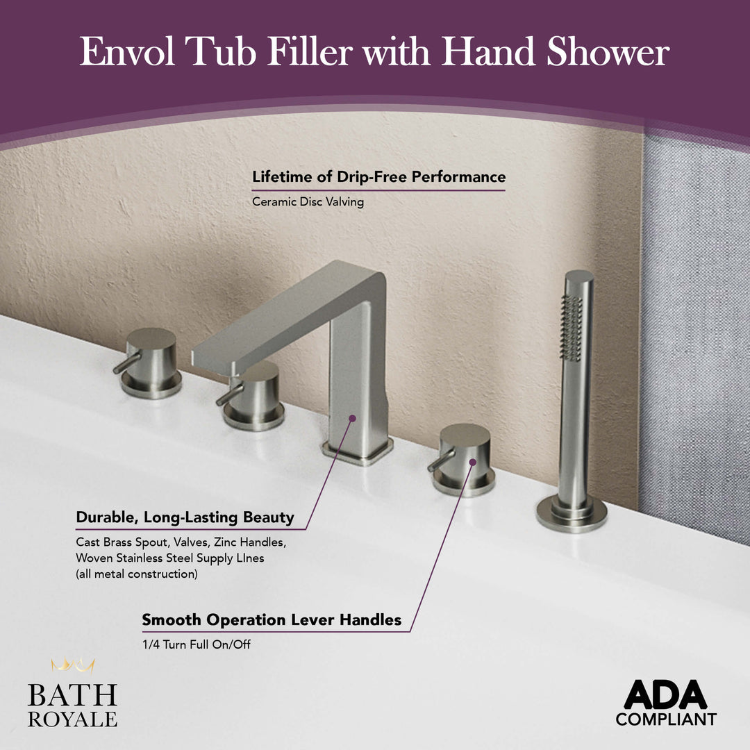 Envol Deck Mount Tub Filler with Handheld Spray